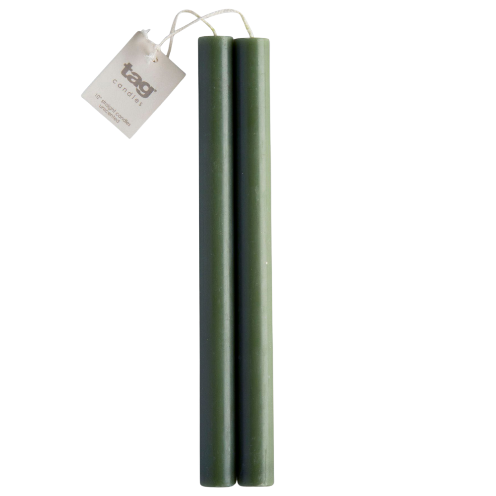 TAG STRAIGHT CANDLE - DARK GREEN SET OF 2