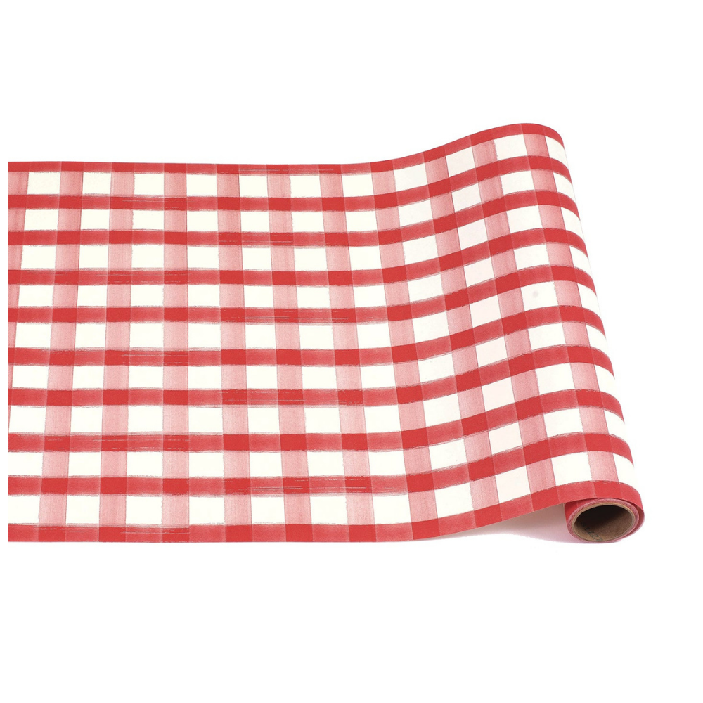 KITCHEN PAPERS RED PAINTED CHECK RUNNER 20"X25'