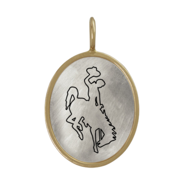 HEATHER B. MOORE STERLING COWBOY CHARM WITH YELLOW GOLD FRAME