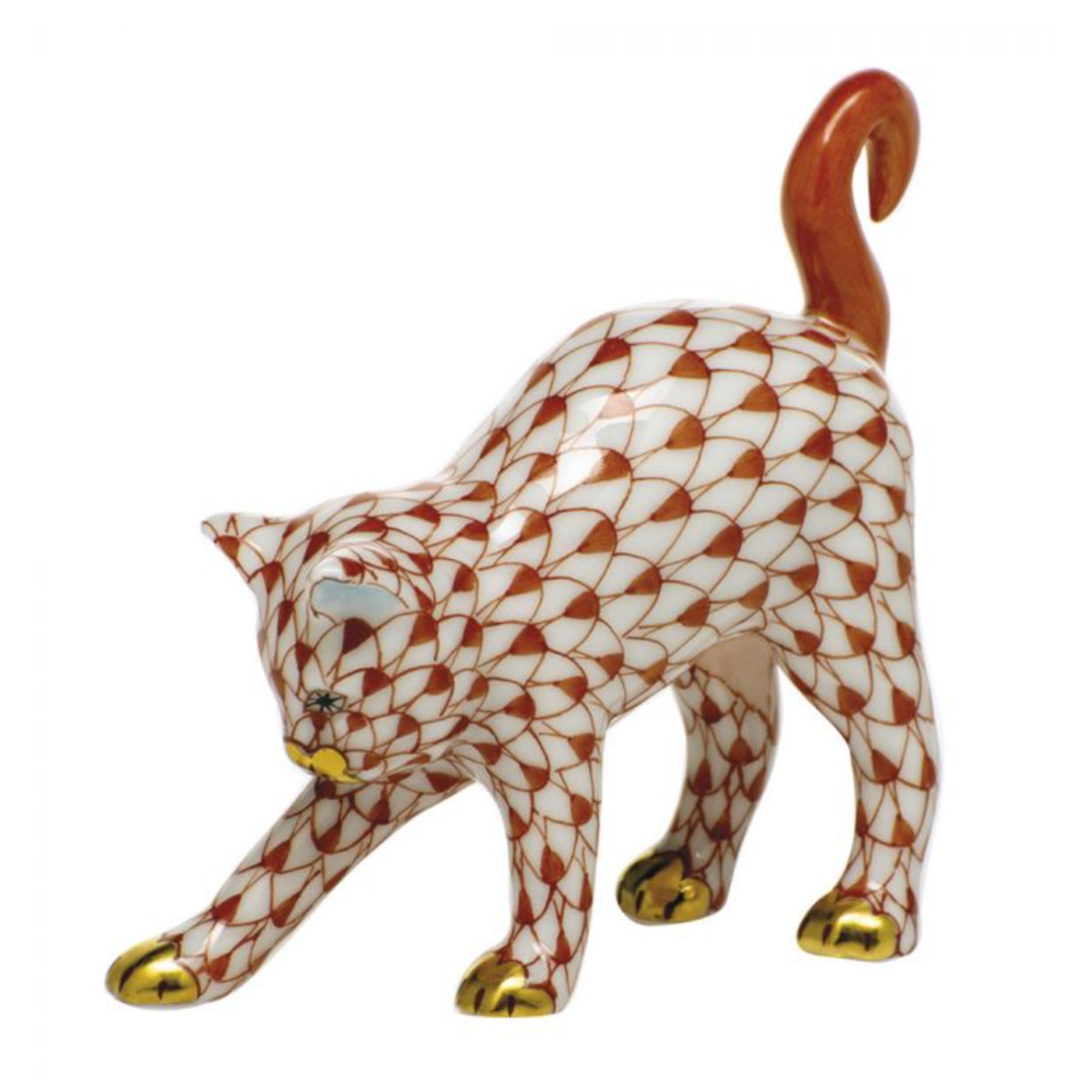 HEREND Arched Cat RUST