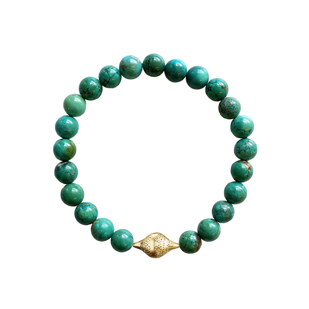 RAY GRIFFITHS 18K YELLOW GOLD FINIAL BEAD WITH TURQUOISE BRACELET
