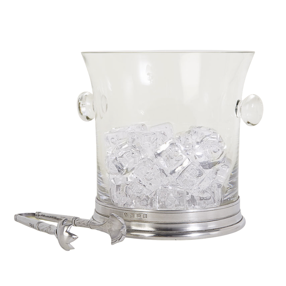 MATCH CRYSTAL ICE BUCKET W/HANDLES AND TONGS SET