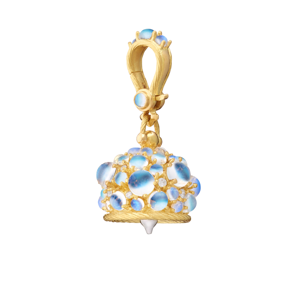 PAUL MORELLI 18K YELLOW GOLD 18K WHITE GOLD CABOCHON AND MOONSTONE MEDITATION BELL
