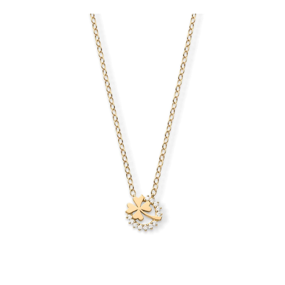 NOUVEL HERTIAGE 18K YELLOW GOLD DIAMOND LUCK NECKLACE