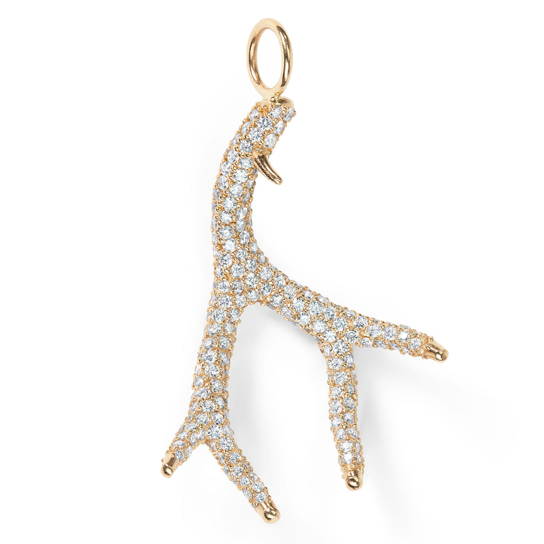 HEATHER B. MOORE 14K YELLOW GOLD PAVE ANTLER CHARM