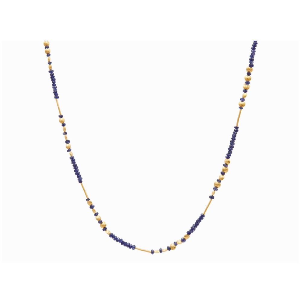 GURHAN 24K YELLOW GOLD RAIN NECKLACE WITH SAPPHIRE BEADS