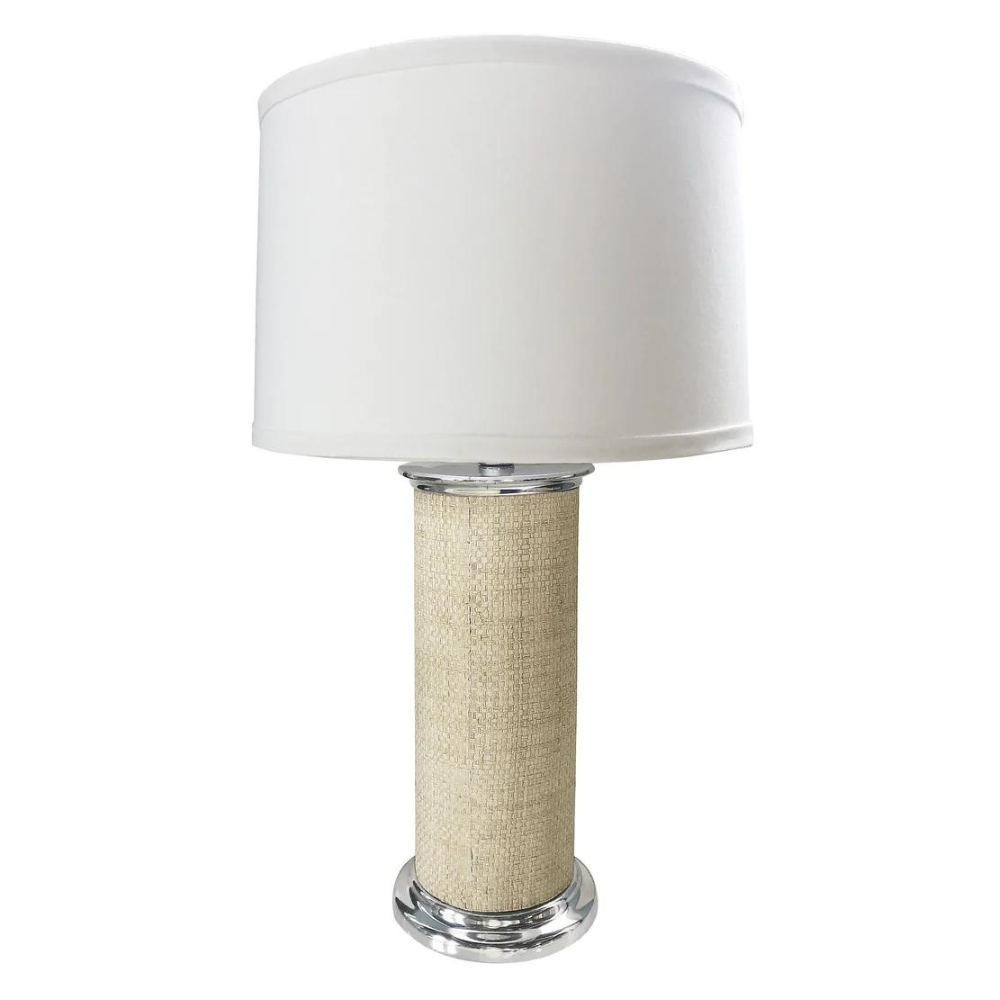 MARIPOSA FAUX GRASSCLOTH COLUMN TABLE LAMP - SAND