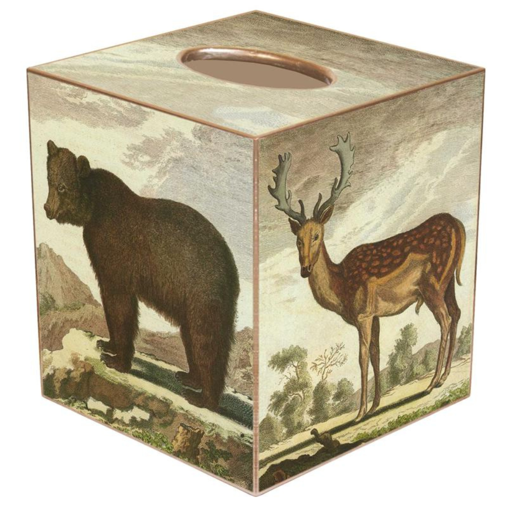 MARYE-KELLEY BROWN BEAR &amp; DEER TISSUE BOX COVER