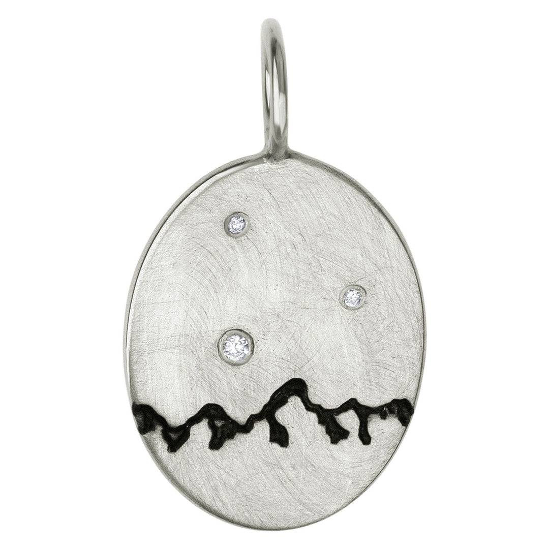 HEATHER B. MOORE MOUNTAIN RANGE STAMPED SILVER AND DIAMOND CHARM