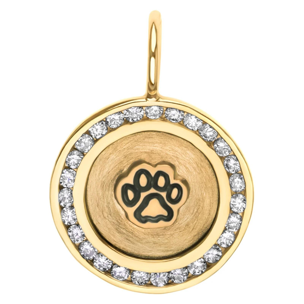 HEATHER B. MOORE PAW PRINT CHANNEL SET ROUND CHARM