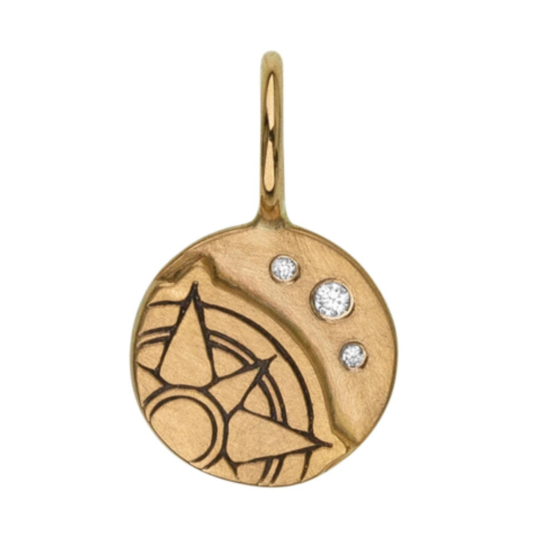HEATHER B. MOORE GOLD COMPASS ROUND CHARM