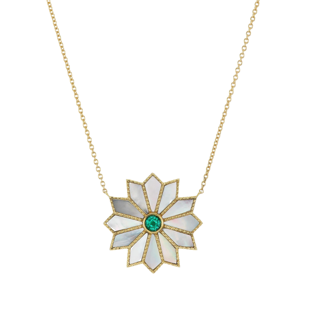 ORLY MARCEL 18K SACRED FLOWER INLAY NECKLACE