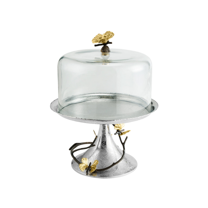 MICHAEL ARAM BUTTERFLY GINKGO GLASS DOME PASTRY STAND