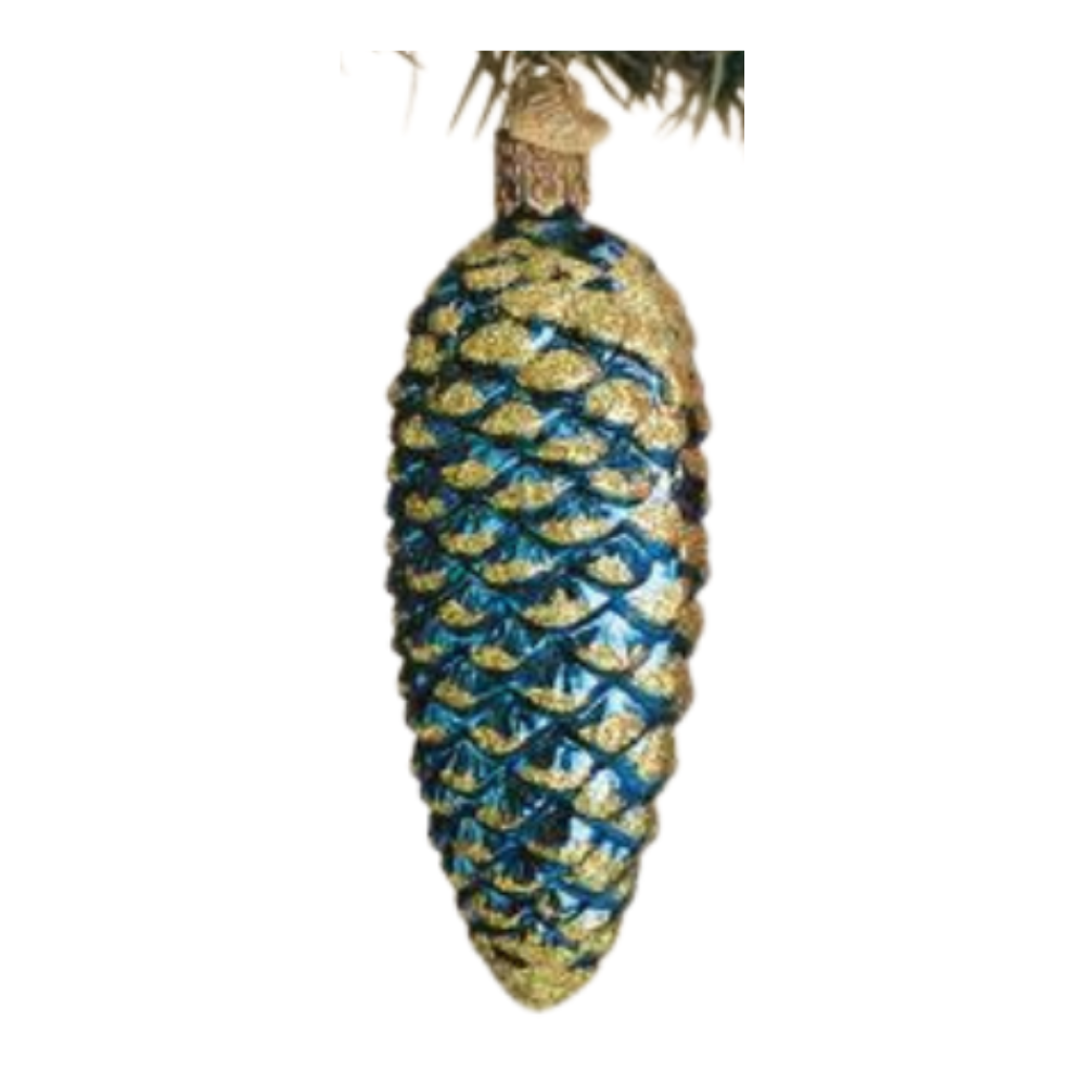 OLD WORLD CHRISTMAS BLUE SHIMMERING PINE CONE