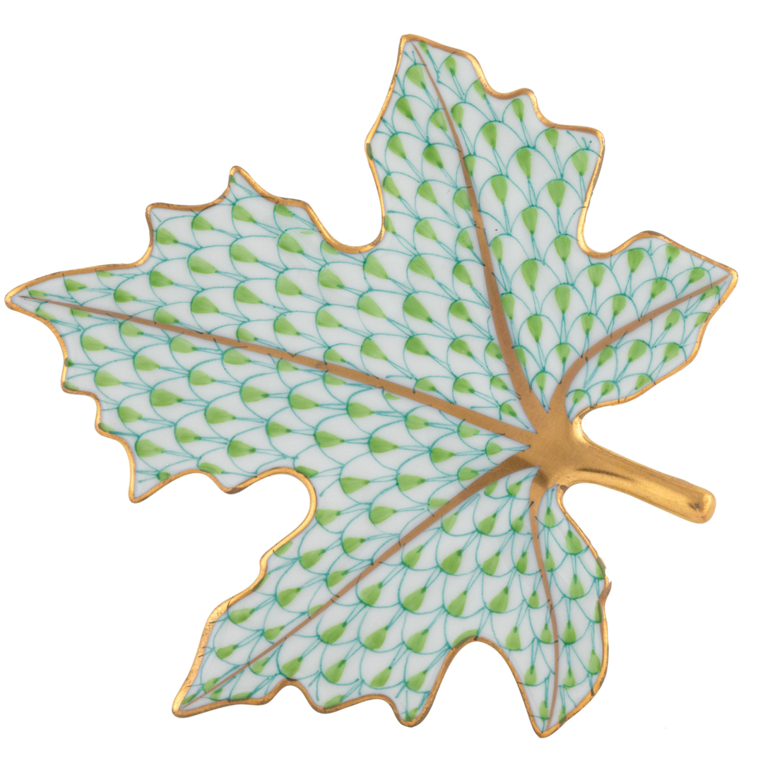 HEREND Maple Leaf Tray KEYLIME