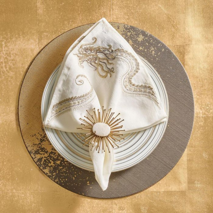 KIM SEYBERT METAFOIL PLACEMAT - TAUPE AND GOLD