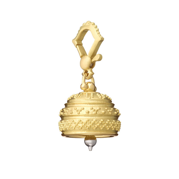PAUL MORELLI 18K YELLOW GOLD AND 18K WHITE GOLD GRANULATED MEDITATION BELL