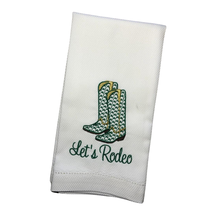 OH HAPPY DAY SHOPPE LETS RODEO COWBOY BOOT HUCK TOWEL GREEN