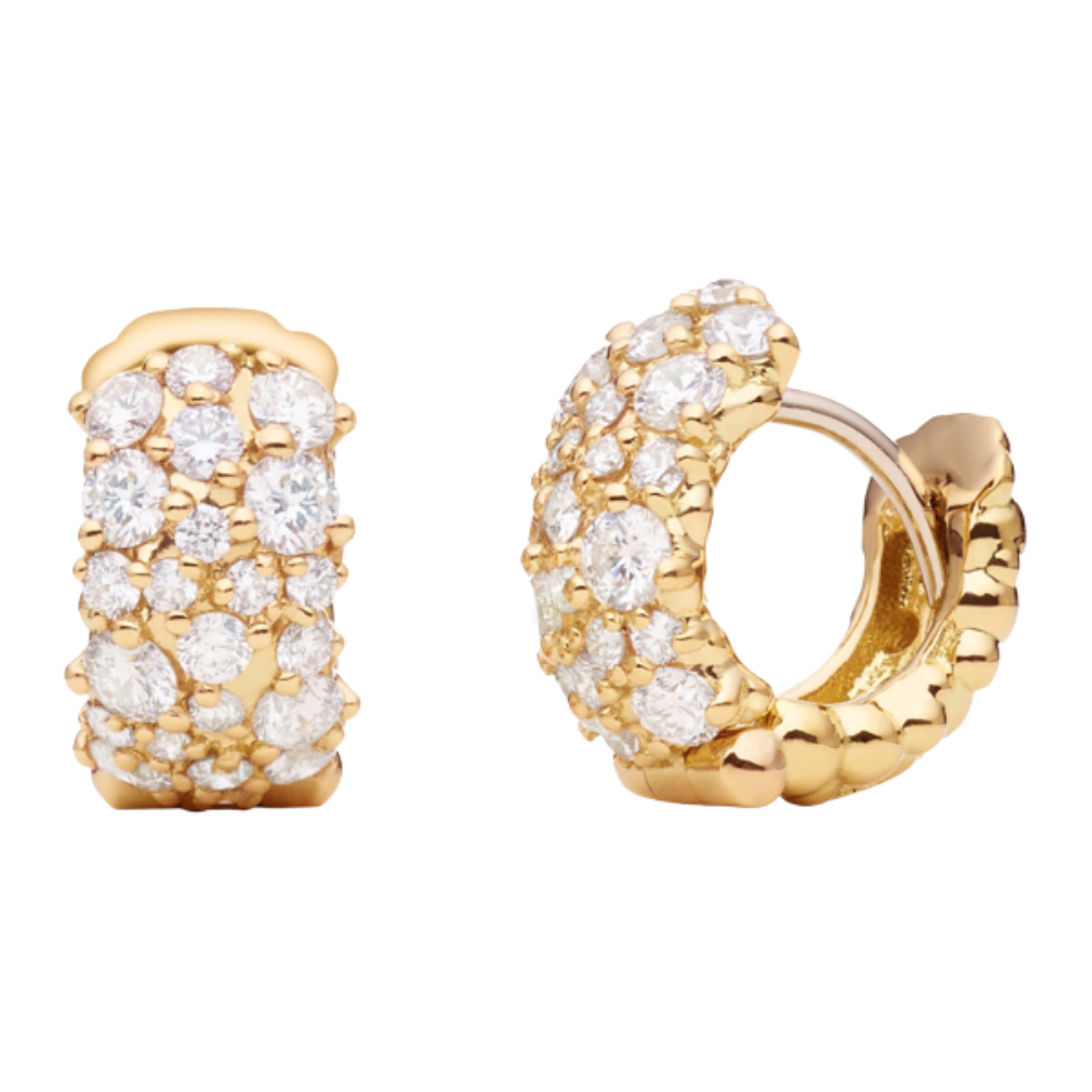 PAUL MORELLI YELLOW GOLD SMALL CONFETTI SNAP HOOP EARRINGS WITH DIAMONDS