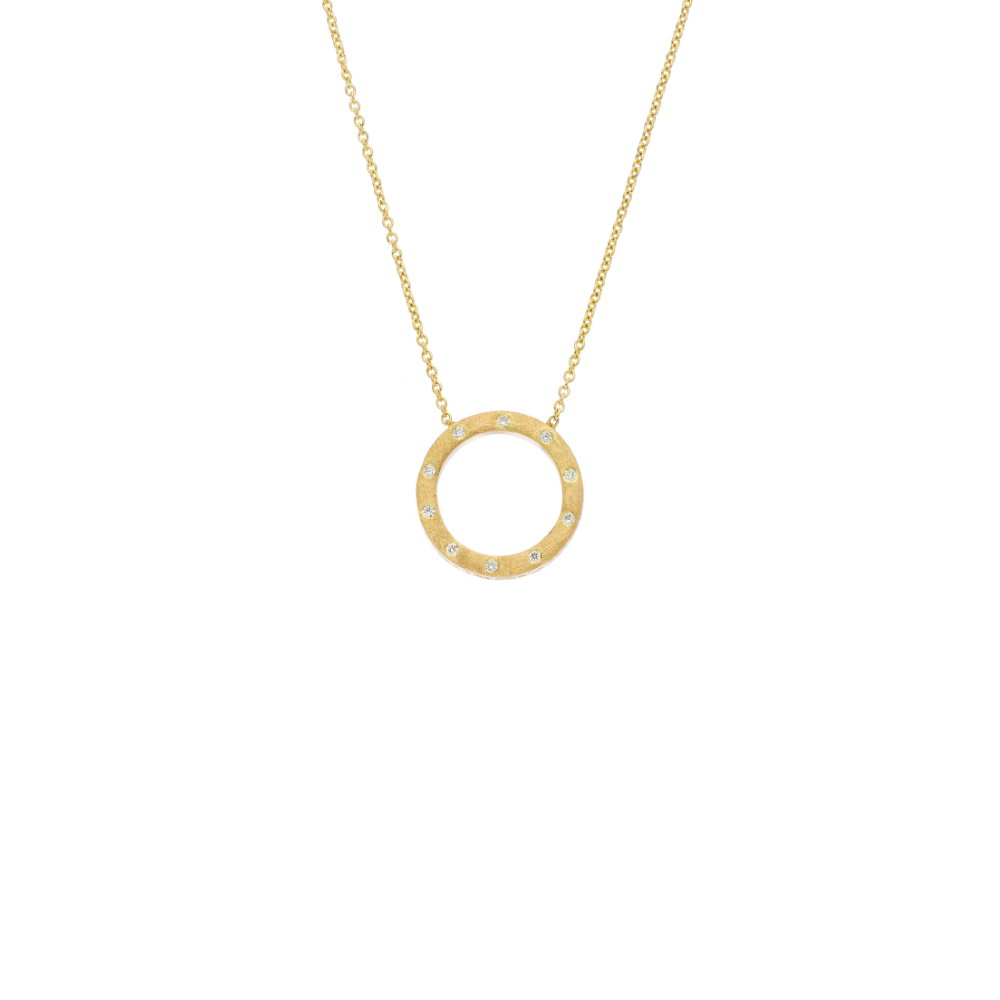 SETHI COUTURE 18K YELLOW GOLD CIRCLE NECKLACE WITH DIAMONDS