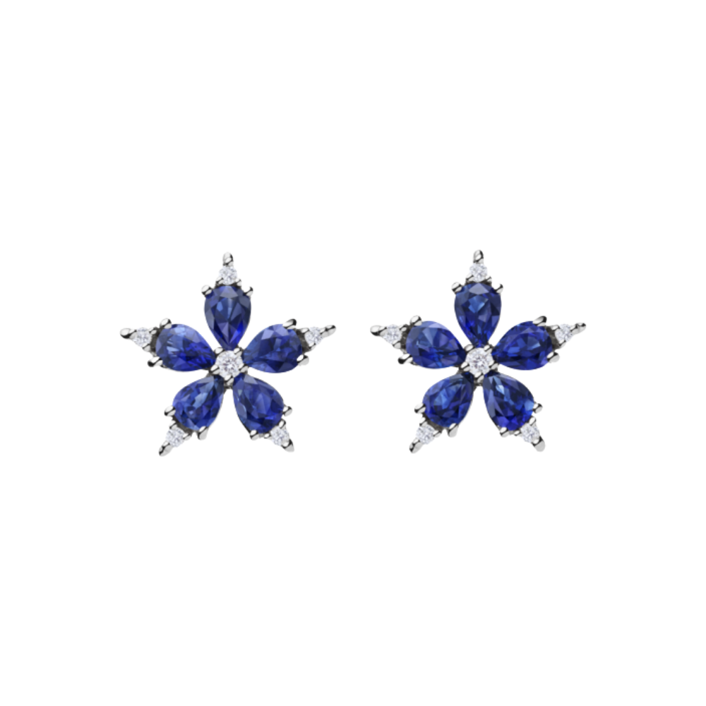 PAUL MORELLI 18K WHITE GOLD STELLANISE STUD WITH BLUE SAPPHIRES