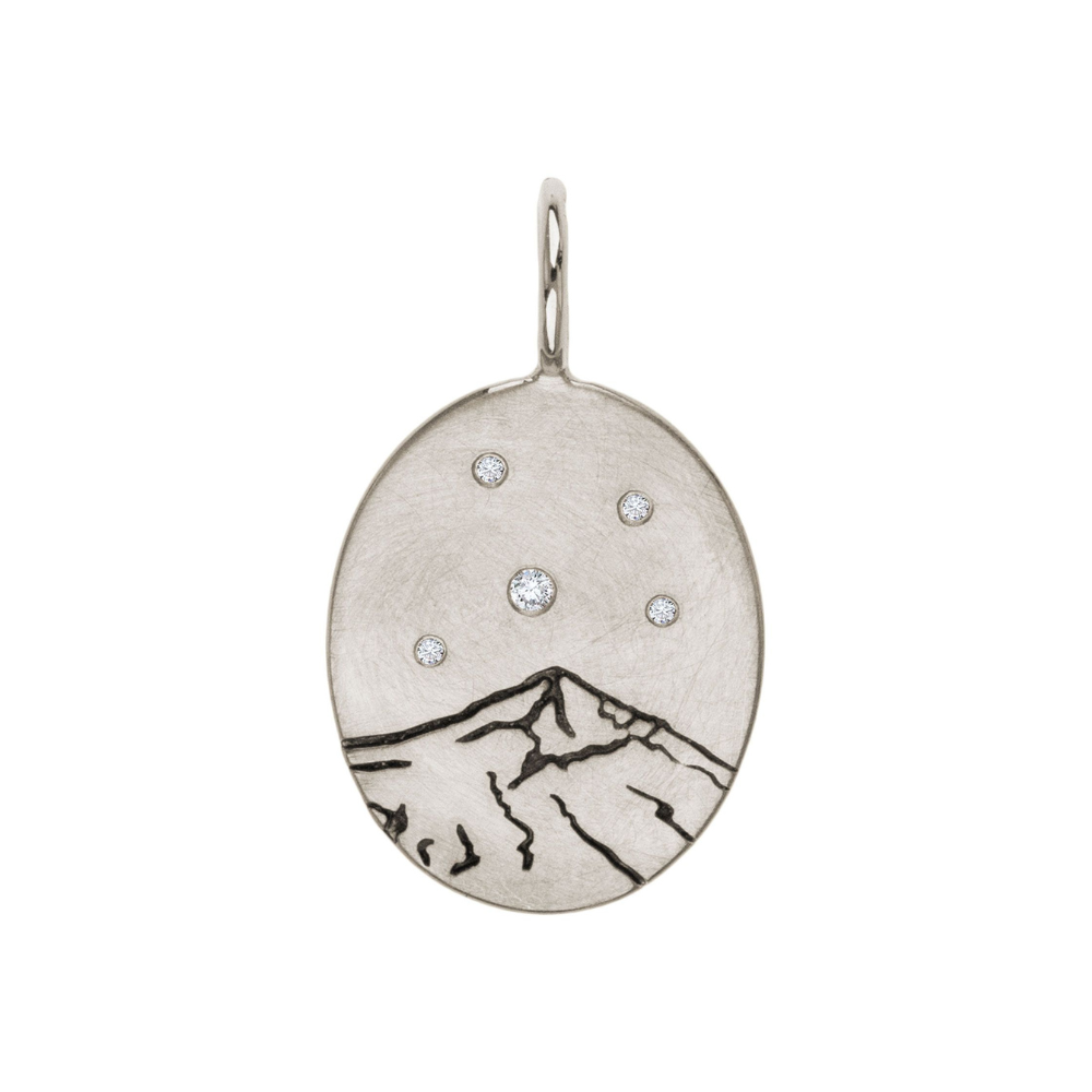 HEATHER B. MOORE STERLING SILVER SMALL OVAL CHARM WITH LONE MOUNTAIN STAMP