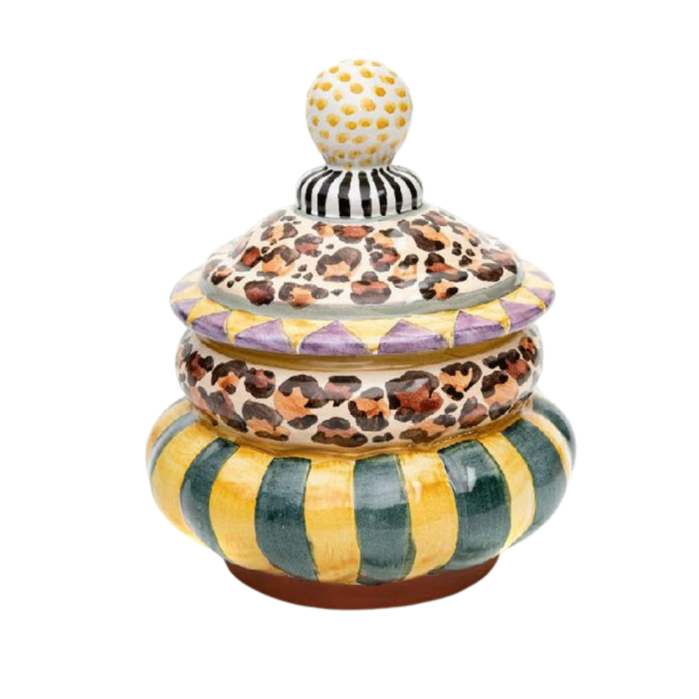 MACKENZIE CHILDS LEOPARD GROOVY CANISTER