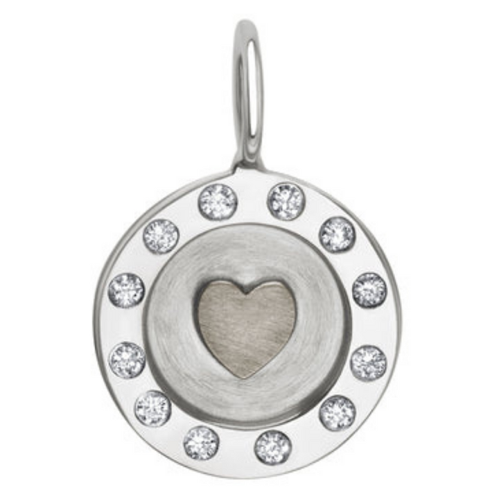 HEATHER B. MOORE 14K WHITE GOLD AND STERLING SILVER MINI DIAMOND HEART CHARM
