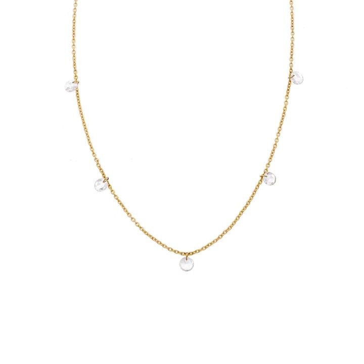 SETHI COUTURE 18K YELLOW GOLD 5 ROSE CUT DIAMOND NECKLACE
