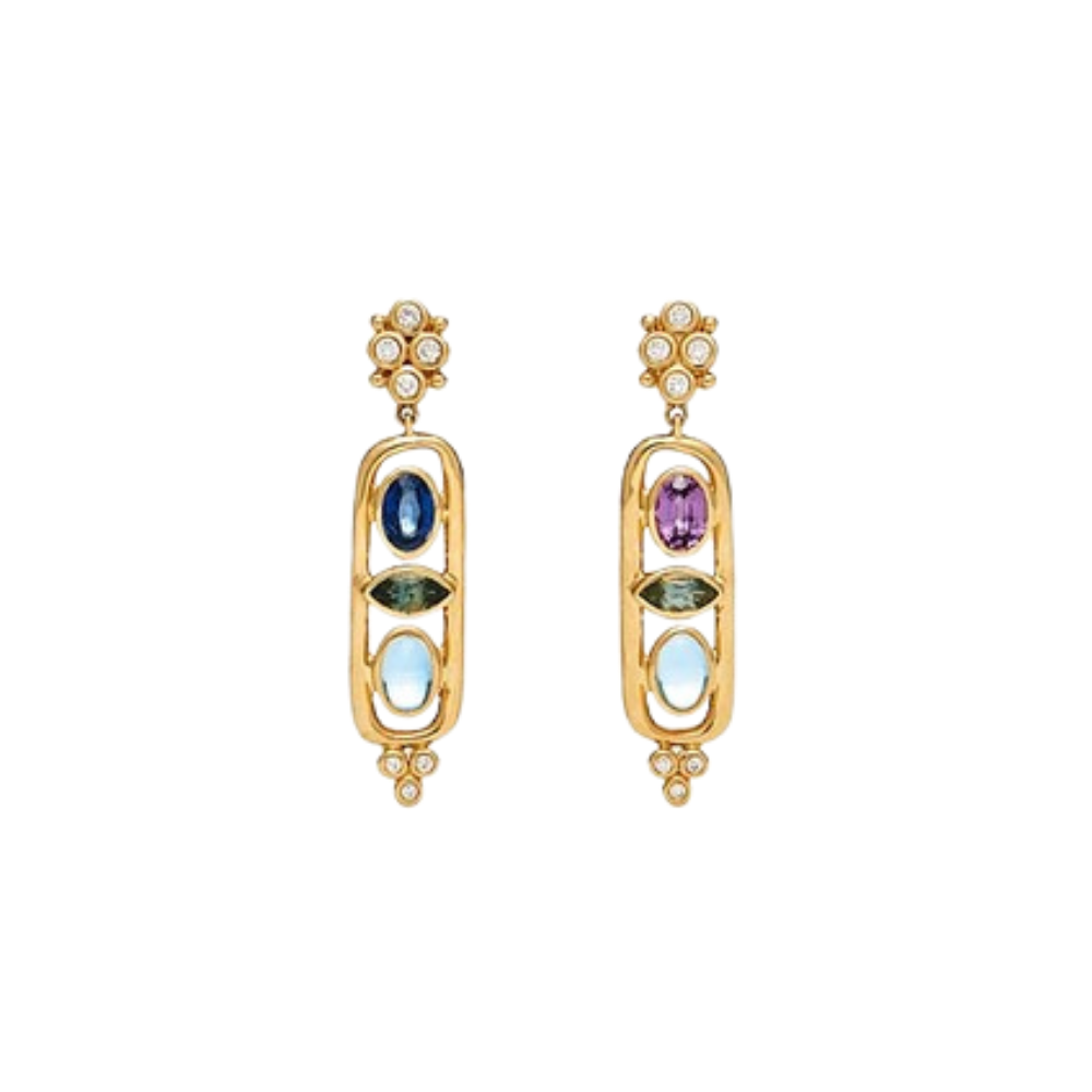 TEMPLE ST CLAIR 18K YELLOW GOLD CARTOUCHE EARRINGS