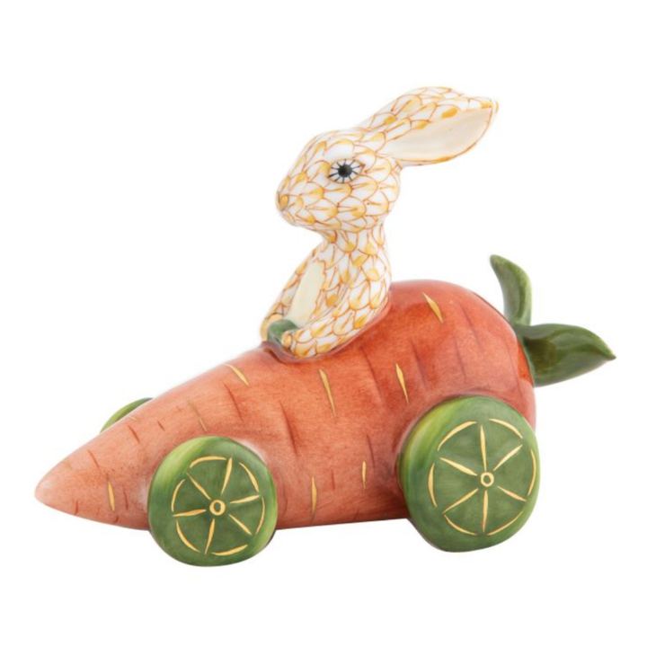 HEREND Carrot Car With Bunny BUTTERSCOTCH