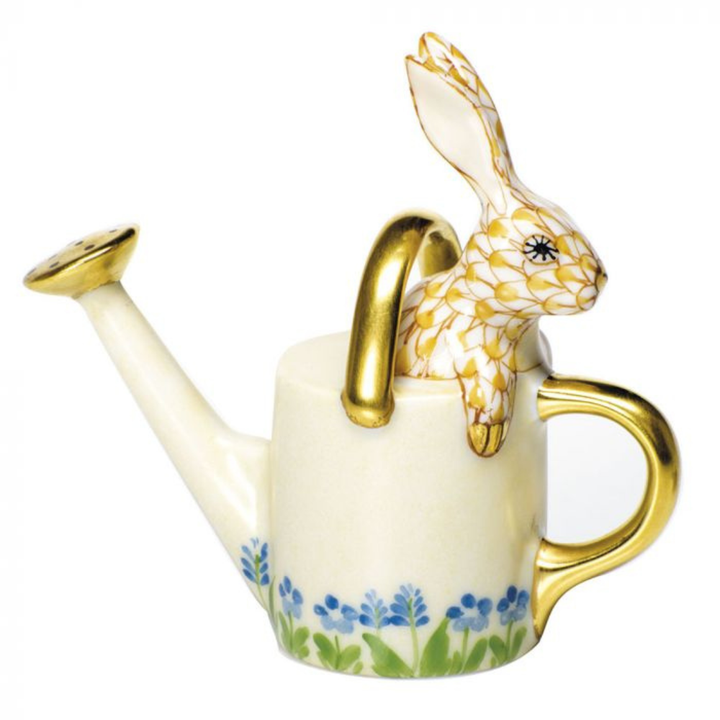 HEREND Watering Can With Bunny BUTTERSCOTCH