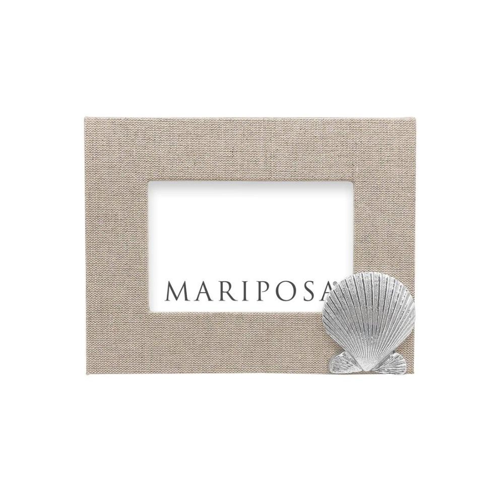 MARIPOSA NATURAL LINEN WITH SCALLOP FRAME