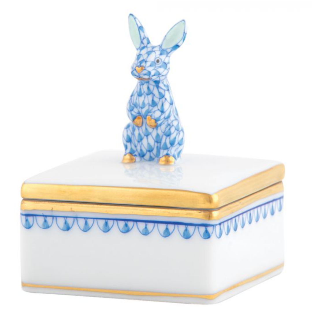HEREND Bunny Box BLUE