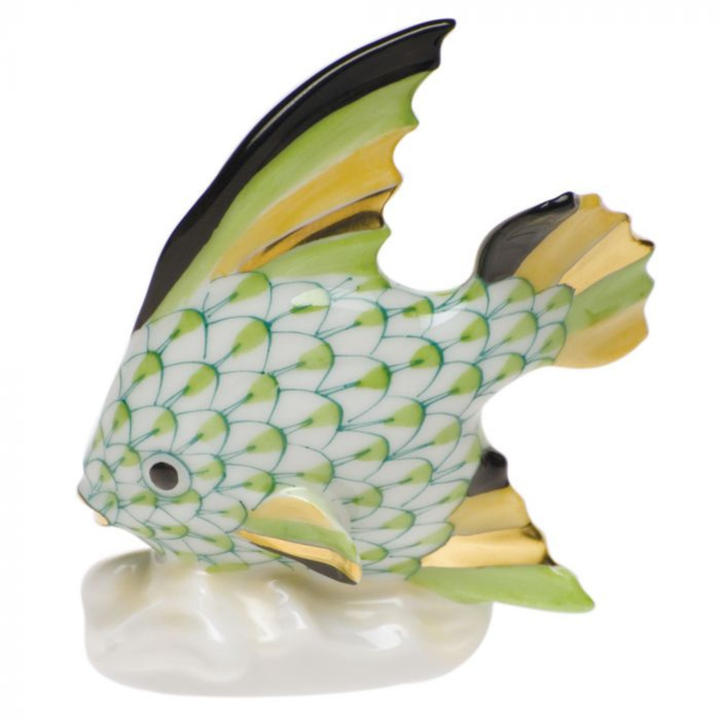 HEREND Ornamental Fish Table Decor LIME GREEN