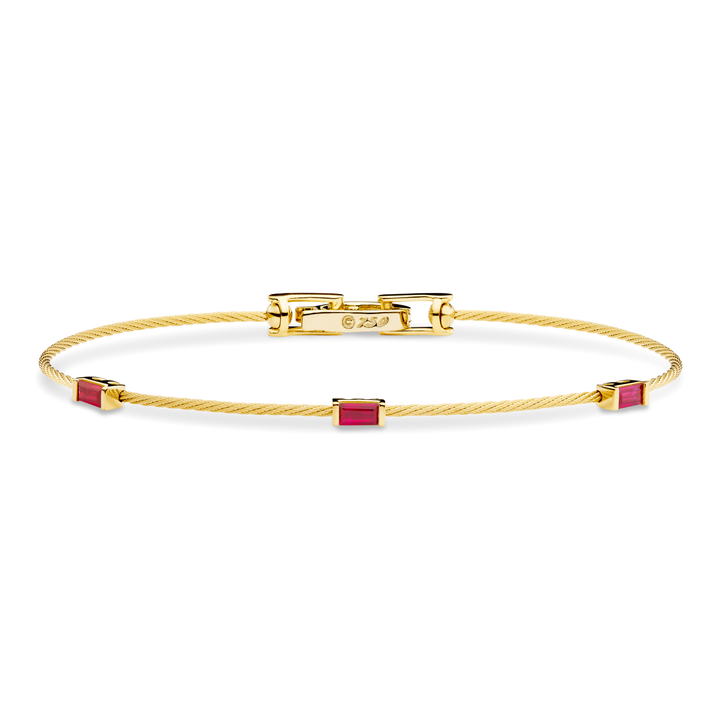 PAUL MORELLI 18K YELLOW GOLD UNITY BRACELET WITH RUBY BAGUETTES