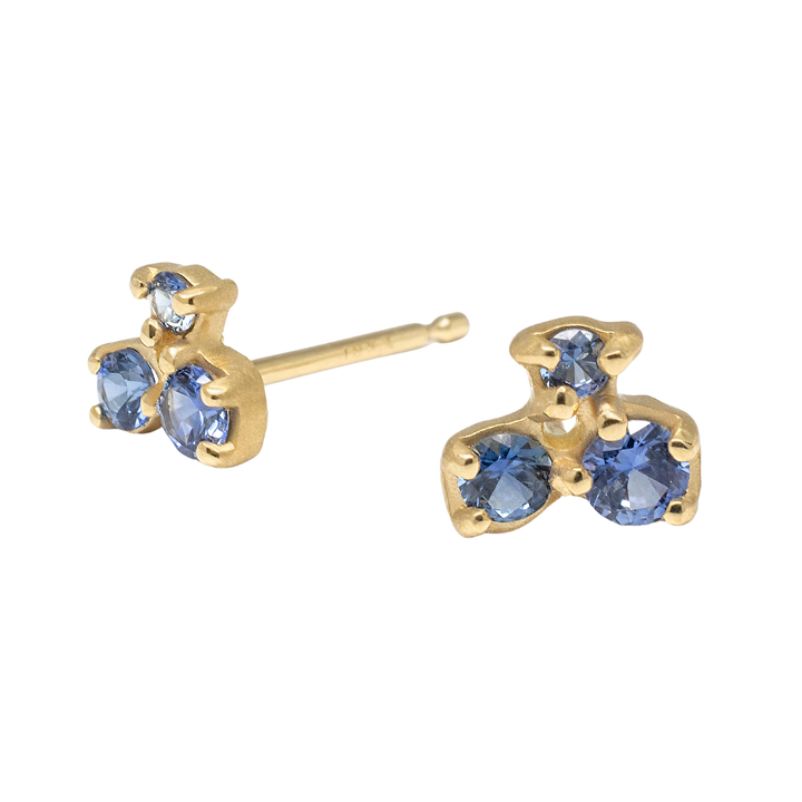 ANNE SPORTUN 18K YELLOW GOLD CLUSTER TRIO STUD EARRINGS WITH SAPPHIRES