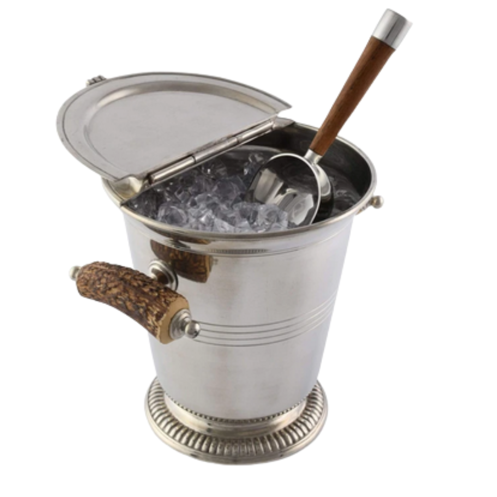 VAGABOND HOUSE Pewter Ice Bucket With Antler Handles