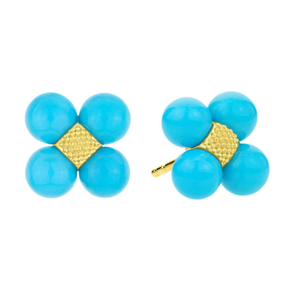 PAUL MORELLI 18K YELLOW GOLD SEQUENCE TURQUOISE STUD EARRING