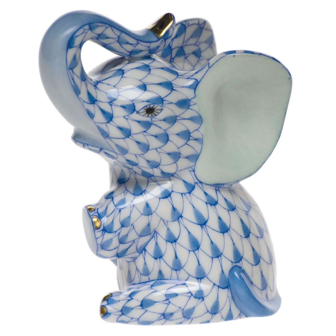 HEREND Baby Elephant BLUE