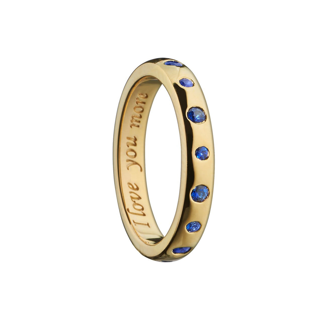 MONICA RICH KOSANN I LOVE YOU MORE YELLOW GOLD POESY RING WITH SAPPHIRES