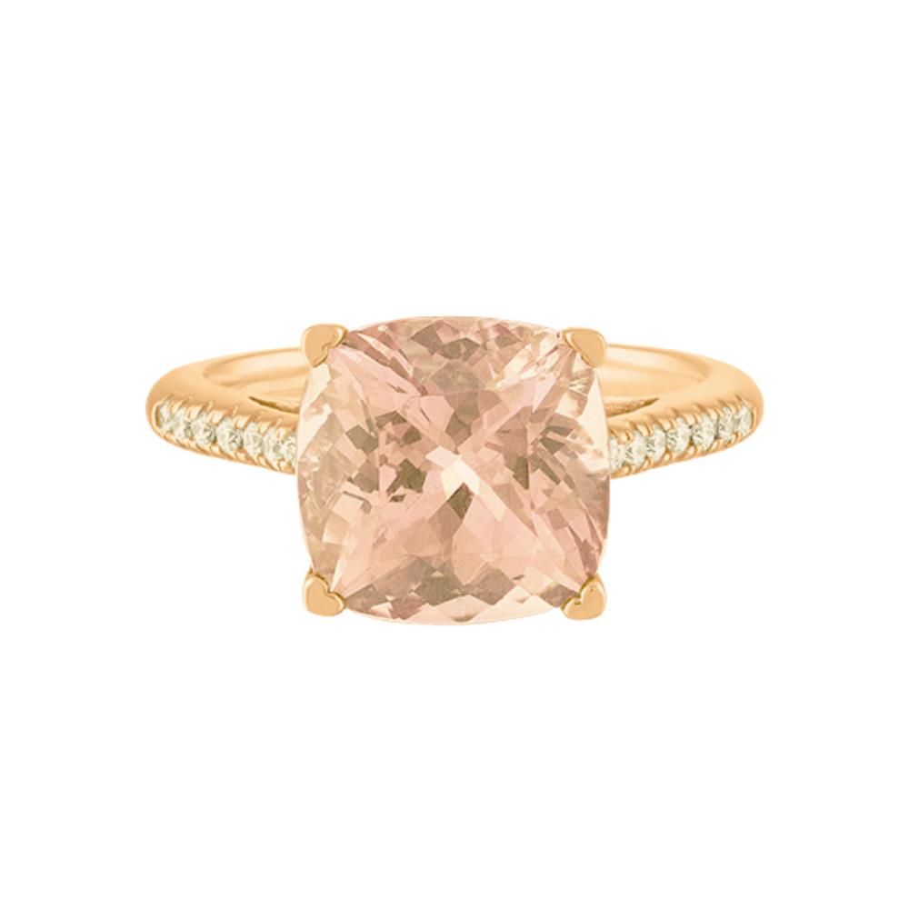LISA NIK 18K ROSE GOLD MORGANITE DIAMOND RING