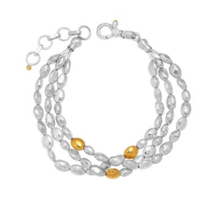 GURHAN 24K LAYERED YELLOW GOLD OVER STERLING AND STERLING SILVER BRACELET