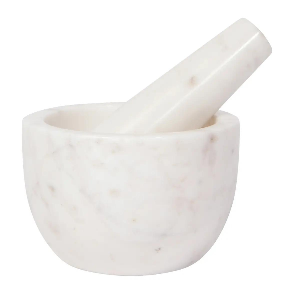 DANICA HEIRLOOM White Marble Mortar and Pestle