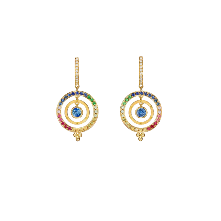 TEMPLE ST CLAIR 18K YELLOW GOLD DIAMOND SAPPHIRES EARRINGS