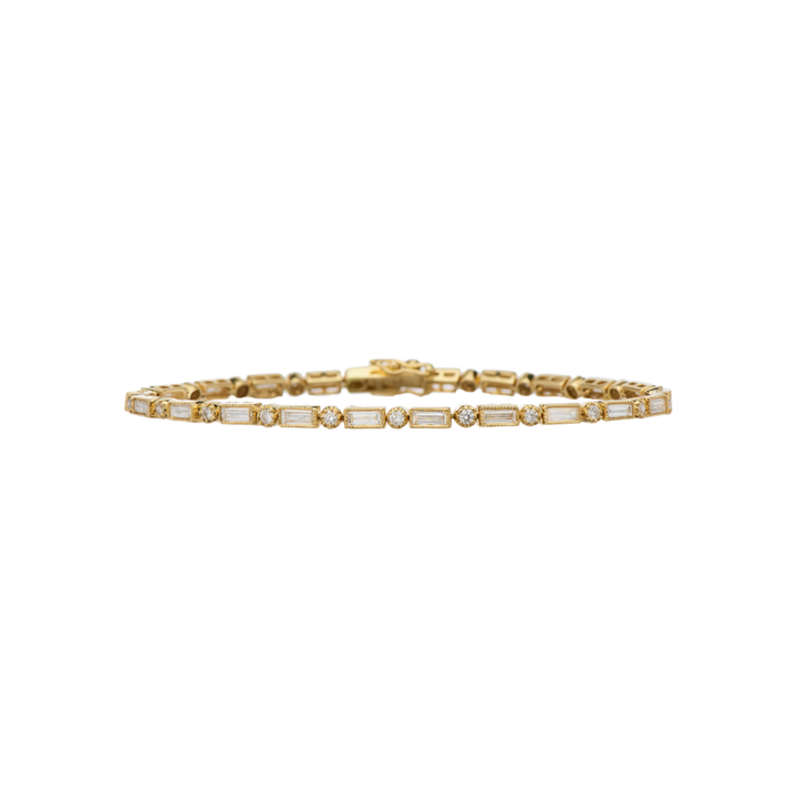 SETHI COUTURE 18K YELLOW GOLD "LUCY" BAGUETTE AND ROUND DIAMOND BRACELET