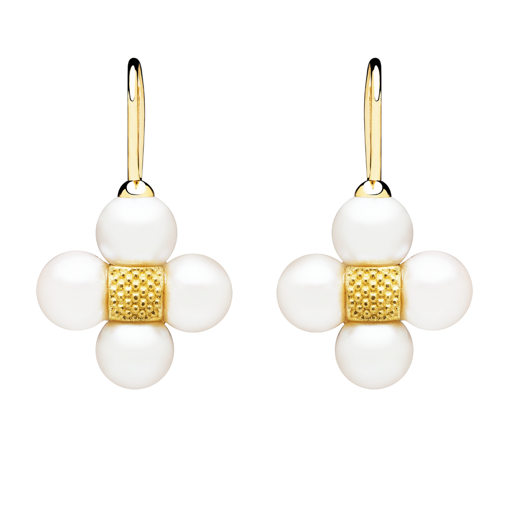 PAUL MORELLI 18K YELLOW GOLD SEQUENCE WHITE PEARL EARRING ON A WIRE