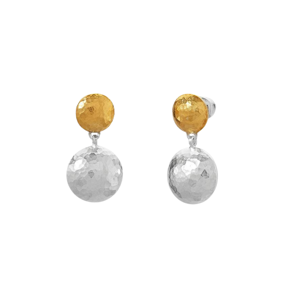 GURHAN 24K LAYERED YELLOW GOLD OVER STERLING SILVER AND STERLING LENTAL EARRINGS