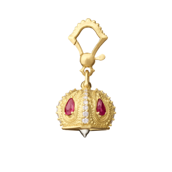 PAUL MORELLI 18K YELLOW GOLD AND 18K WHITE GOLD MEDITATION BELL WITH RUBIES AND DIAMONDS