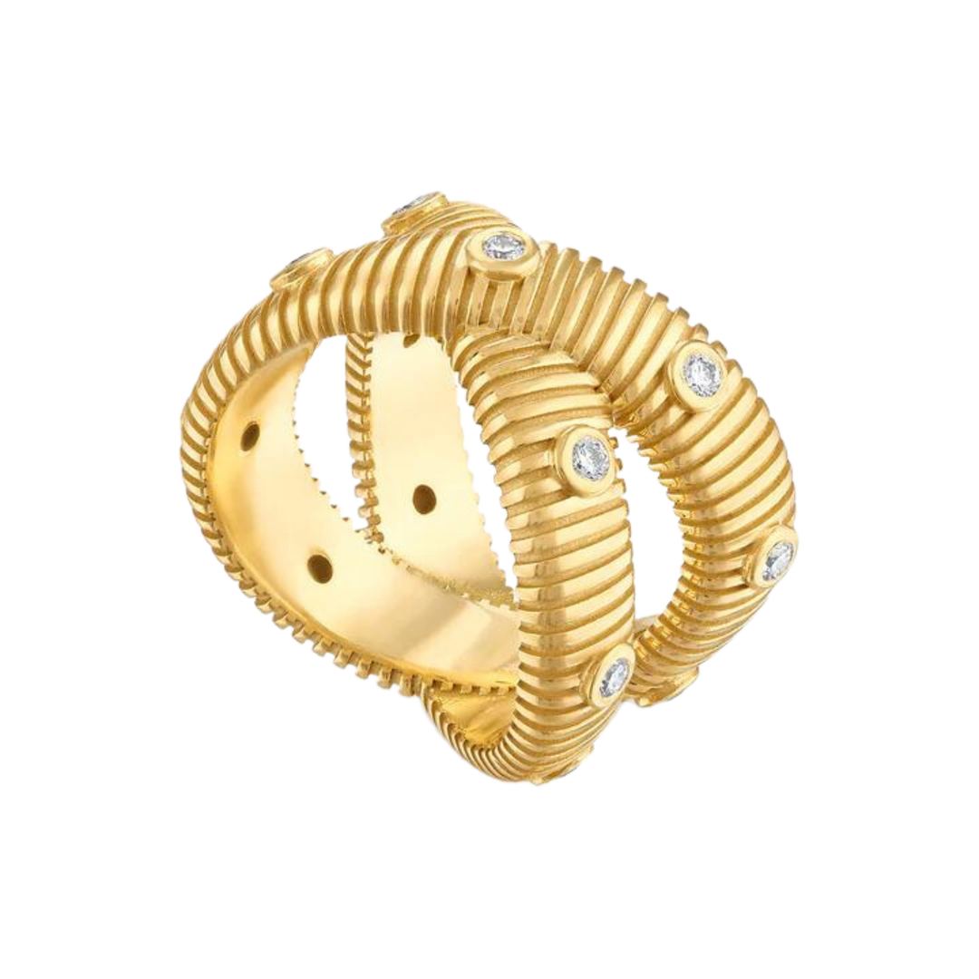PAMELA ZAMORE CLIO X RING GOLD RING WITH DIAMONDS